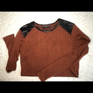 Sweater with pleather details